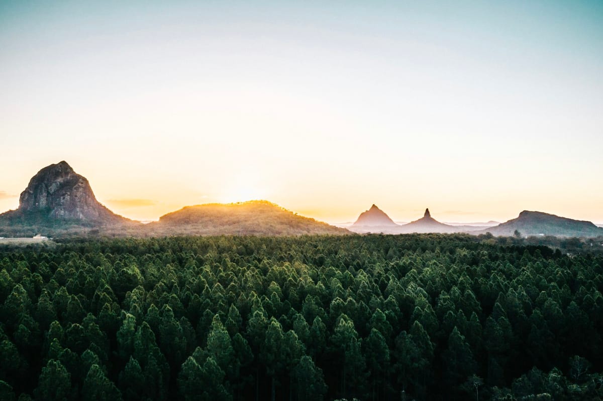 Glass House Mountains on a clear winter day